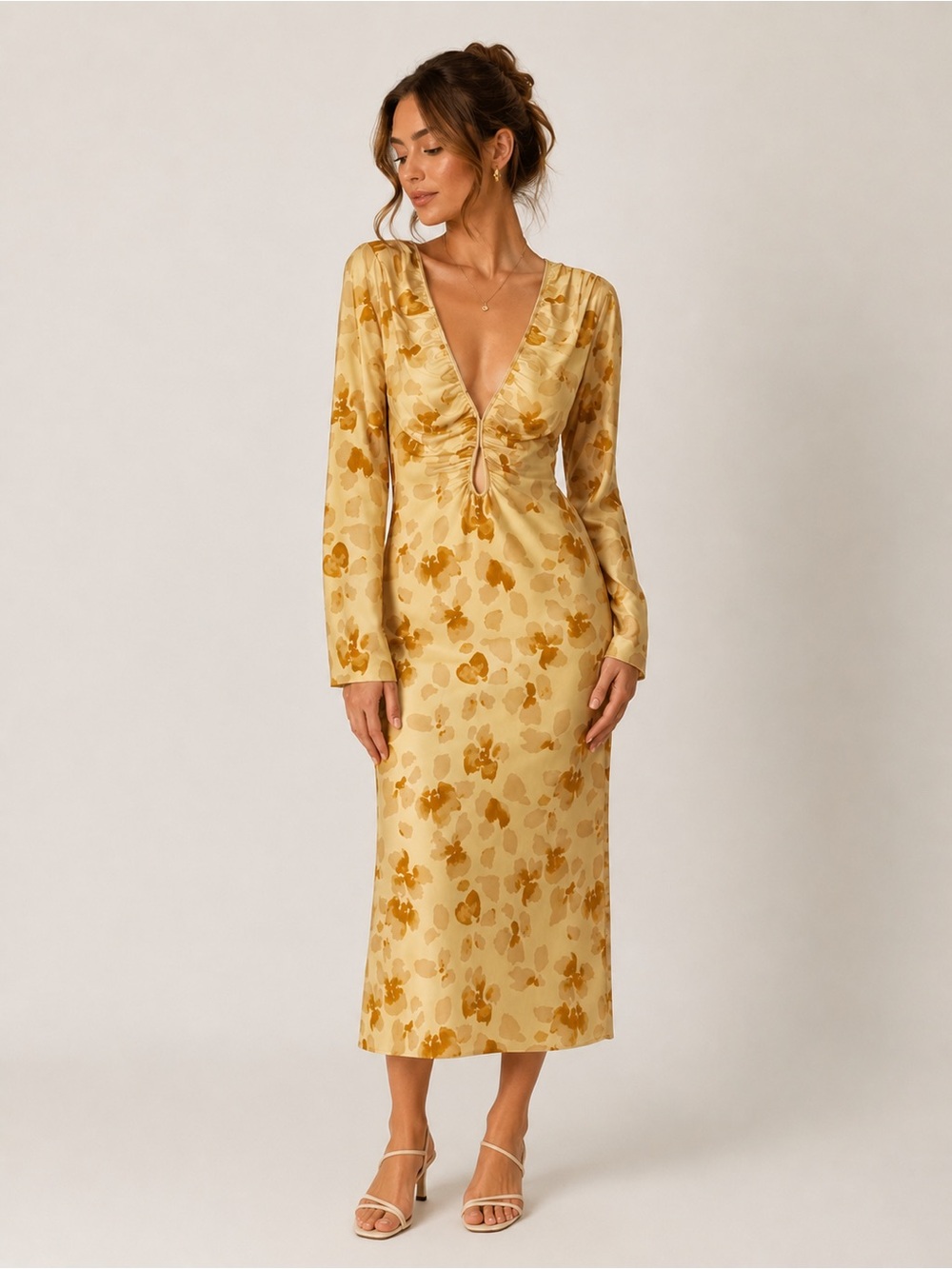 Abercrombie Floral Satin Maxi Dress XS Cottagecore Balletcore Romantic Wedding